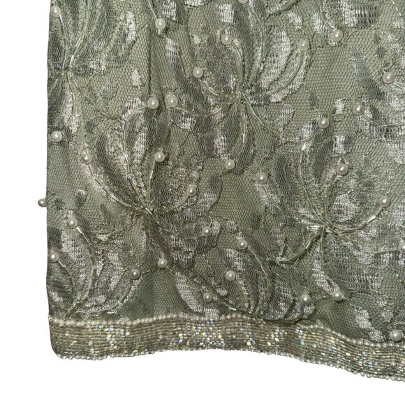 Scala Couture Vintage 80s Beaded Seafoam Green Cocktail Dress Sz XXL - Picture 5 of 15